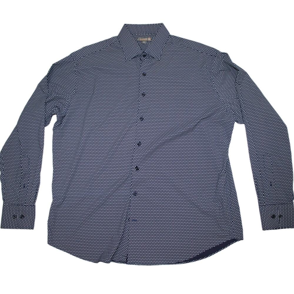 Peter Millar Summer Comfort Mens XL Shirt Blue Dot Print Button Down Shirt